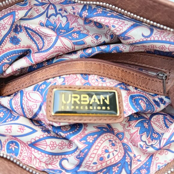 Vintage Urban Expressions Brown Lennon Backpack Vegan Leather Fold Over - Picture 3 of 7